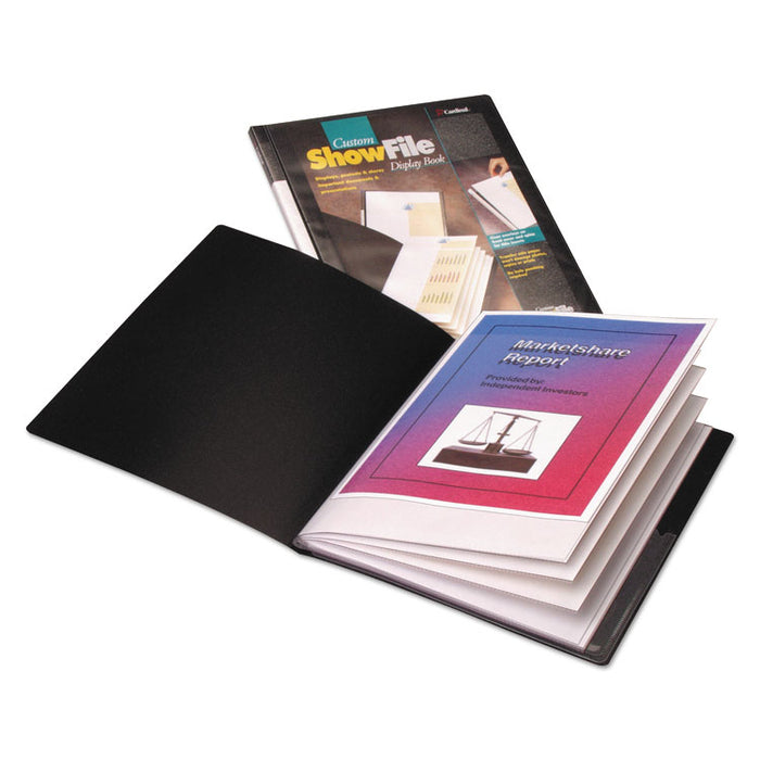 ShowFile Display Book with Custom Cover Pocket, 24 Letter-Size Sleeves, Black