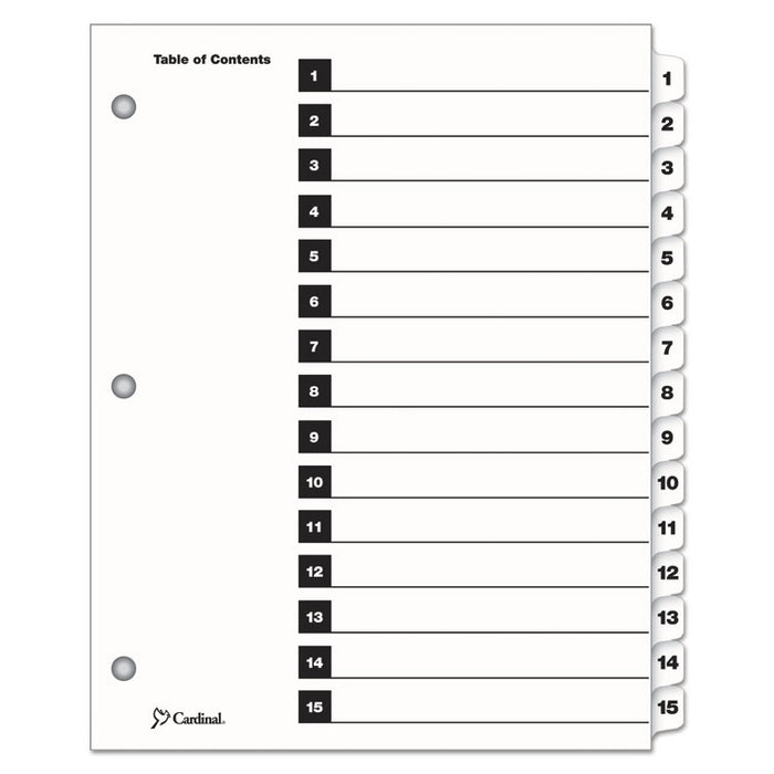 OneStep Printable Table of Contents and Dividers, 15-Tab, 1 to 15, 11 x 8.5, White, 1 Set