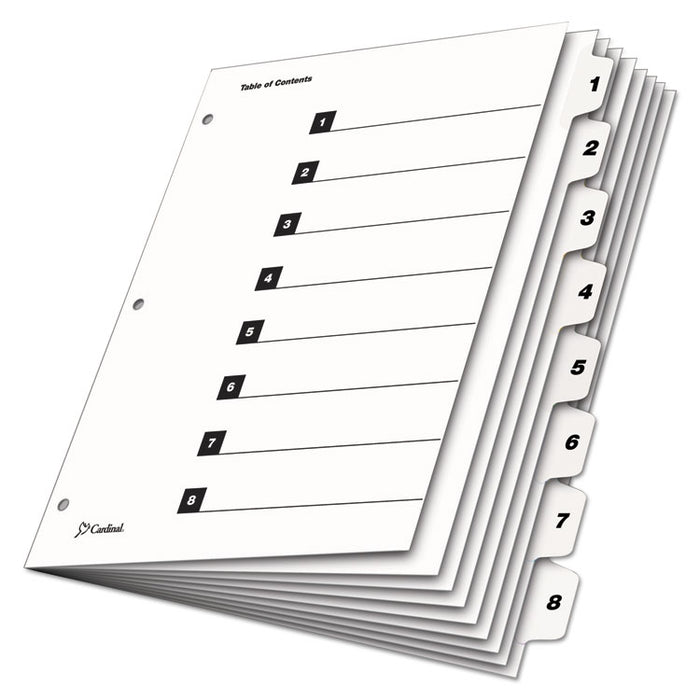 OneStep Extra Wide Printable Table of Contents and Dividers, 8-Tab, 1 to 8, 11.25 x 9.75, White, 1 Set