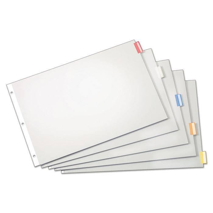 Paper Insertable Dividers, 5-Tab, 11 x 17, White, 1 Set