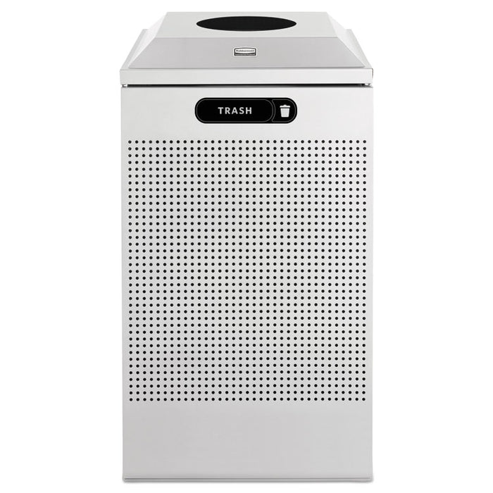 Silhouette Waste Receptacle, Square, Steel, 29 gal, Silver Metallic