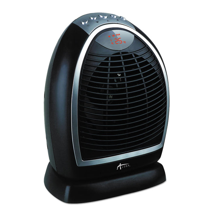Digital Fan-Forced Oscillating Heater, 1500W, 9 1/4" x 7" x 11 3/4", Black