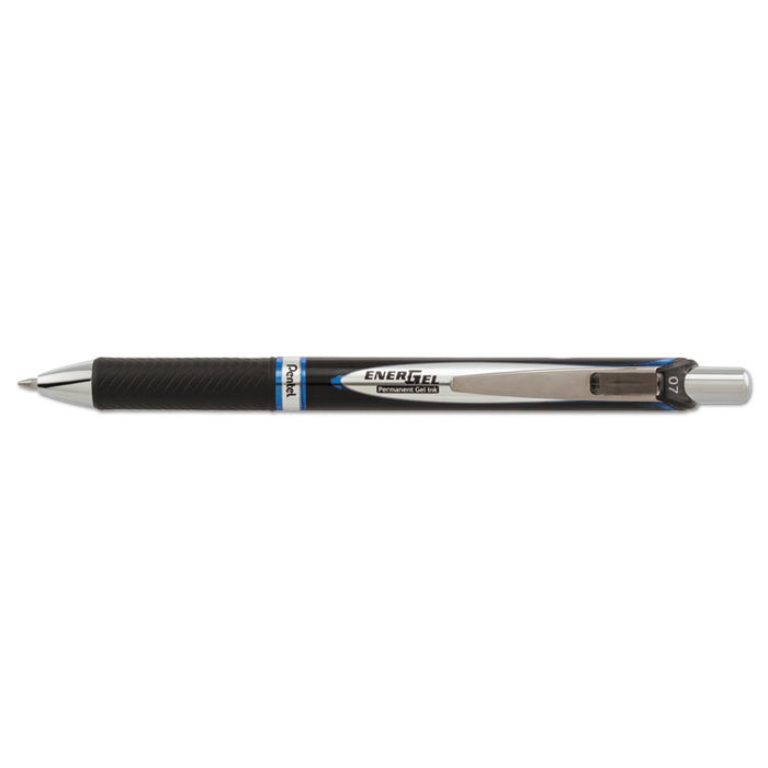 EnerGel PRO Permanent Ink Gel Pen, Retractable, Medium 0.7 mm, Blue Ink, Black Barrel