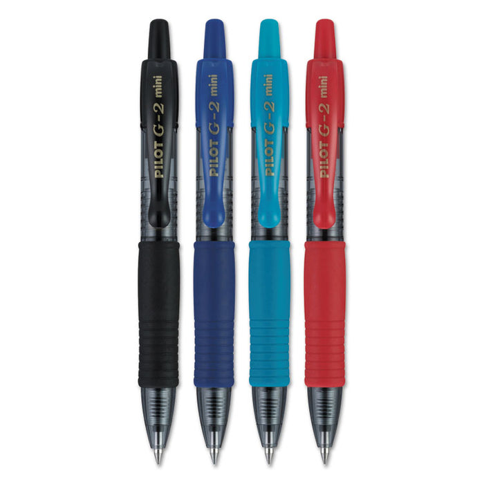 G2 Mini Retractable Gel Pen, Fine 0.7mm, Assorted Ink/Barrel, 4/Pack