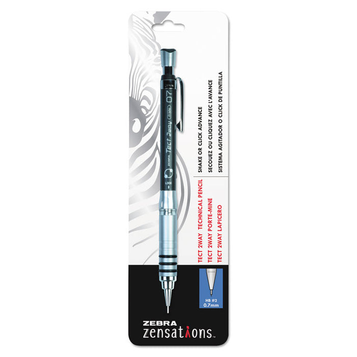 Zensations Tect 2way 1000 Technical Pencil, 0.7 mm, HB (#2), Black Lead, Black Barrel