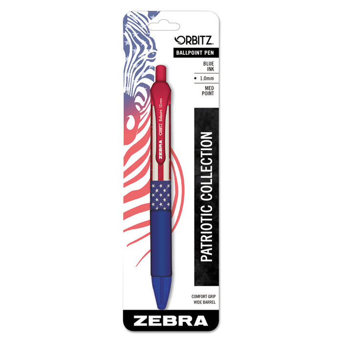 Blister-Carded Orbitz Retractable Ballpoint Pen, 1mm, Blue Ink, Blue Barrel
