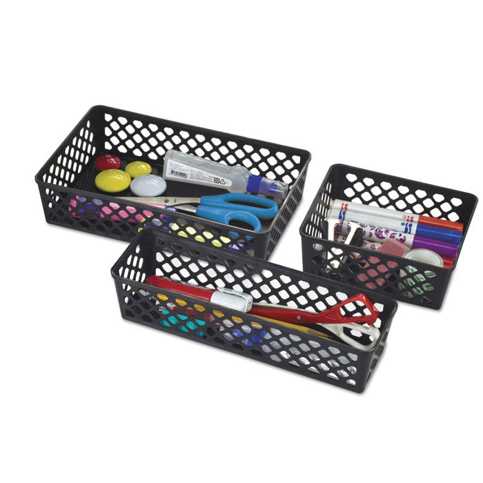 Recycled Supply Basket, 10.0625" x 6.125" x 2.375", Black