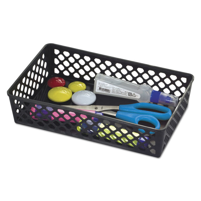 Recycled Supply Basket, 10.0625" x 6.125" x 2.375", Black