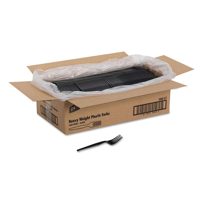 Plastic Cutlery, Heavyweight Forks, Black, 1,000/Carton