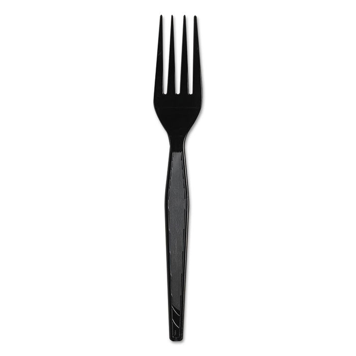 Plastic Cutlery, Heavyweight Forks, Black, 1,000/Carton