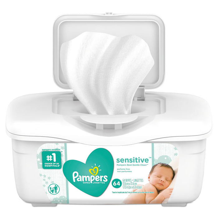 Sensitive Baby Wipes, White, Cotton, Unscented, 64/Tub, 8 Tub/Carton