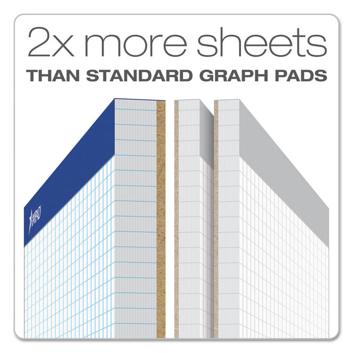 Quad Double Sheet Pad, 4 sq/in Quadrille Rule, 8.5 x 11.75, White, 100 Sheets