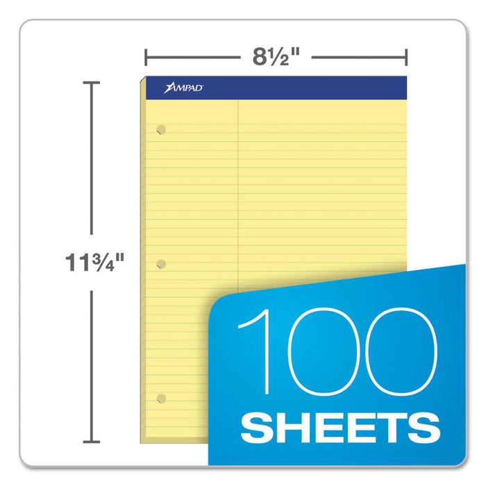 Double Sheet Pads, Pitman Rule Variation (Offset Dividing Line - 3" Left), 100 Canary-Yellow 8.5 x 11.75 Sheets