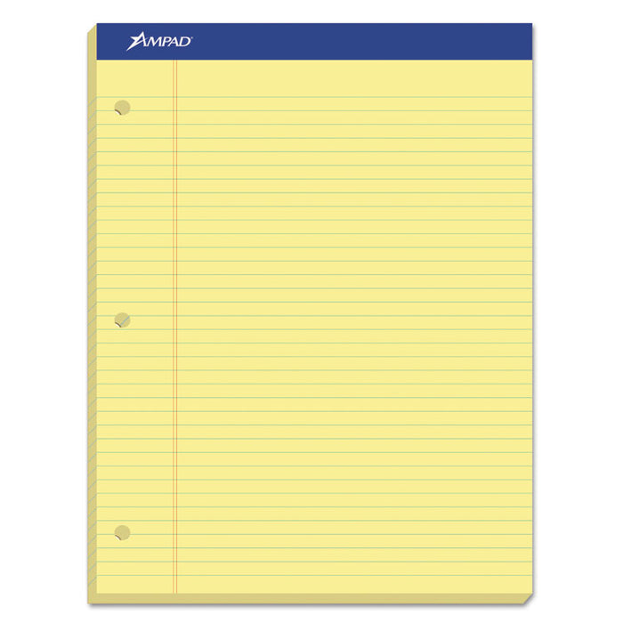 Double Sheet Pads, Narrow Rule, 100 Canary-Yellow 8.5 x 11.75 Sheets