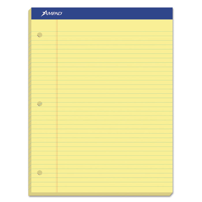 Double Sheet Pads, Medium/College Rule, 100 Canary-Yellow 8.5 x 11.75 Sheets