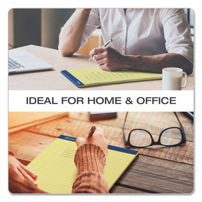 Perforated Writing Pads, Wide/Legal Rule, 50 Canary-Yellow 8.5 x 11.75 Sheets, Dozen