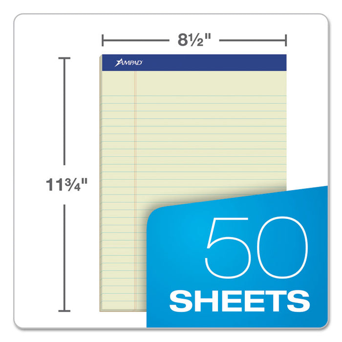 Pastel Writing Pads, Wide/Legal Rule, Blue Headband, 50 Green-Tint 8.5 x 11.75 Sheets, Dozen