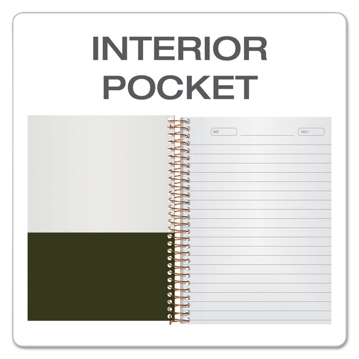 Gold Fibre Personal Notebooks, 1 Subject, Medium/College Rule, Classic Green Cover, 7 x 5, 100 Sheets