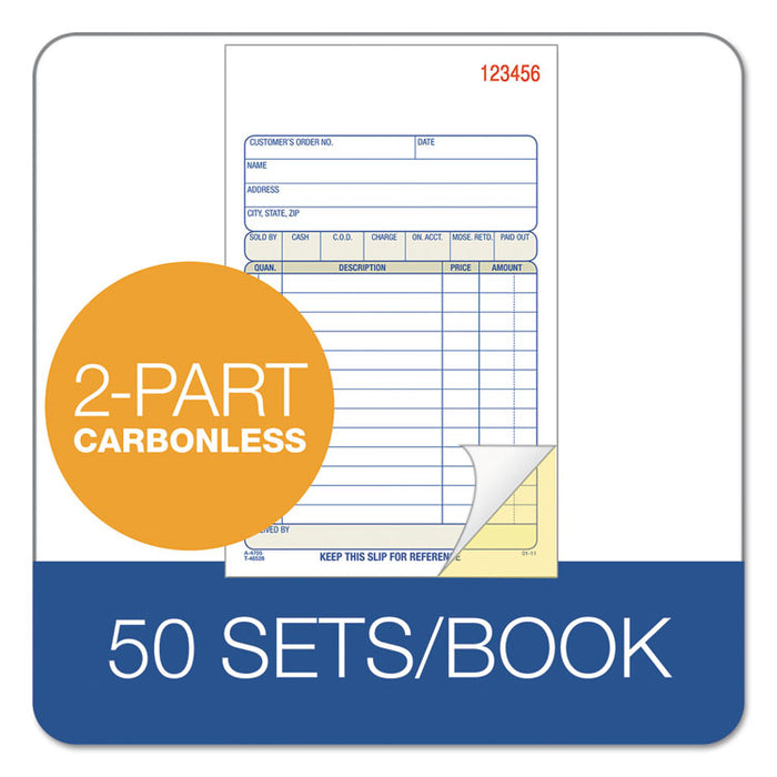 Two-Part Sales Book, Two-Part Carbon, 6.69 x 4.19, 1/Page, 50 Forms