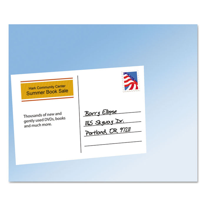 Postcards for Laser Printers, 4 x 6, Uncoated White, 2/Sheet, 100/Box