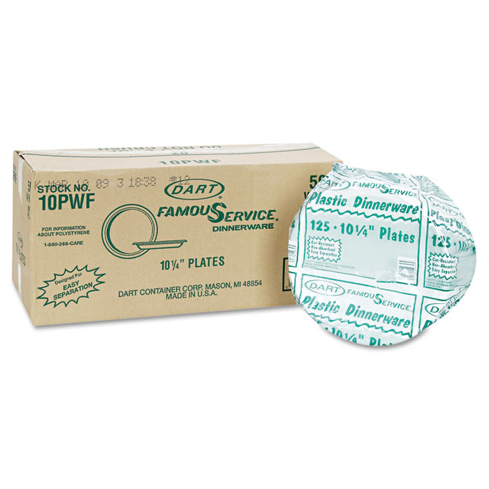 Famous Service Impact Plastic Dinnerware, Plate, 10 1/4" dia, White, 500/Carton