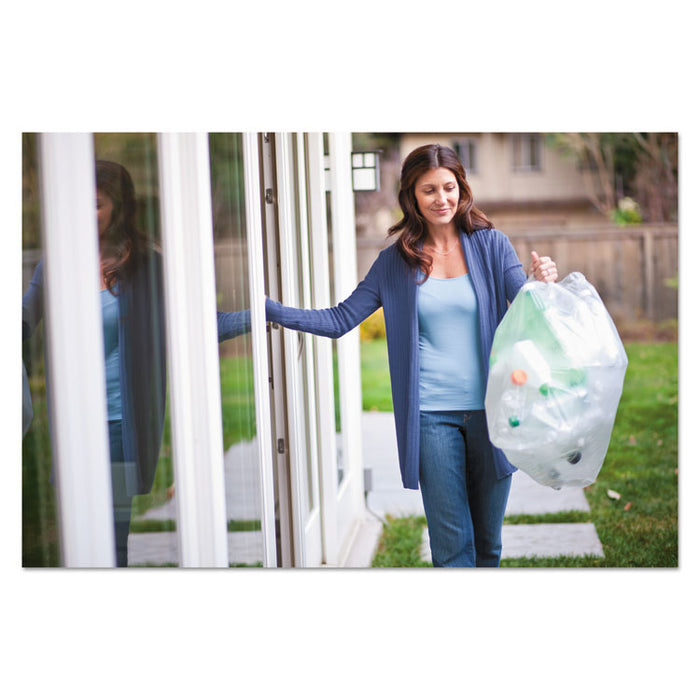 Recycling Tall Kitchen Drawstring Trash Bags, 13 gal, 0.9 mil, 24" x 27.38", Clear, 45/Box
