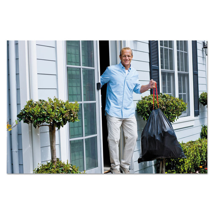 Drawstring Large Trash Bags, 30 gal, 1.05 mil, 30" x 33", Black, 90/Carton
