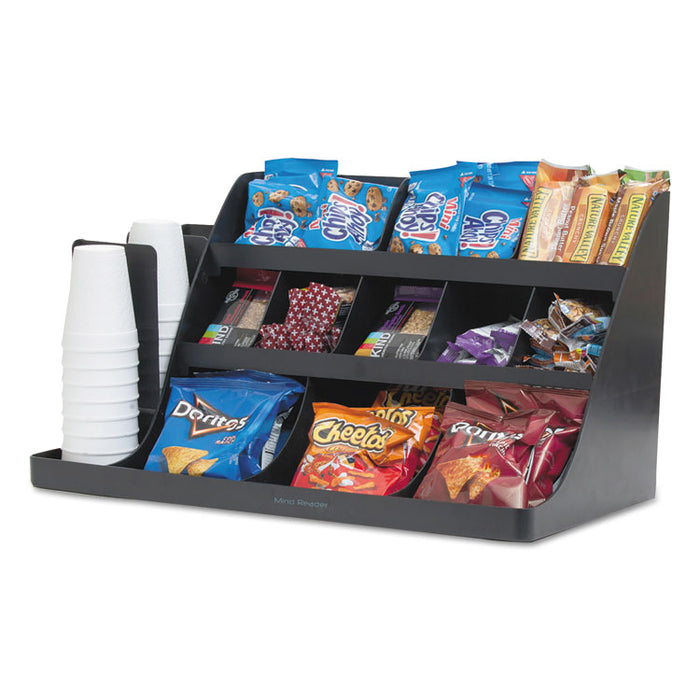 Extra Large Coffee Condiment and Accessory Organizer,24 x 11 4/5 x 12 1/2, Black