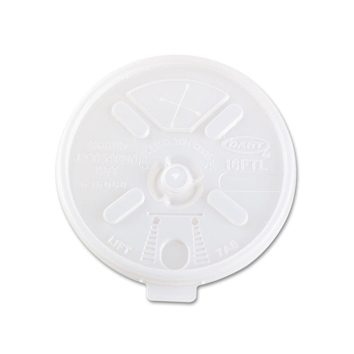 Lift n' Lock Plastic Hot Cup Lids, With Straw Slot, Fits 12 oz to 24 oz Cups, Translucent, 100/Pack, 10 Packs/Carton