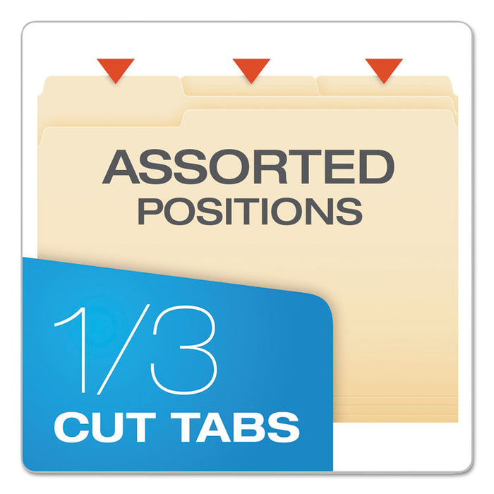Archival-Quality Top Tab File Folders, 1/3-Cut Tabs, Letter Size, Manila, 100/Box