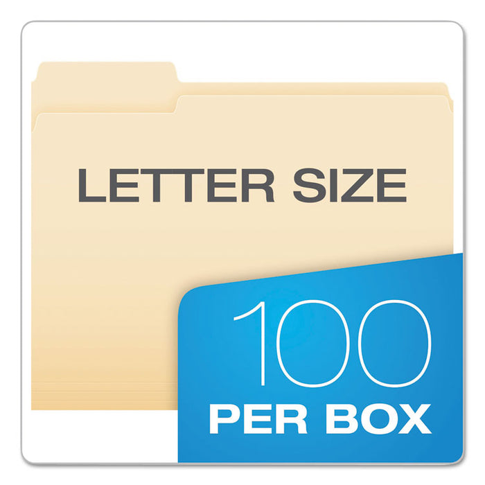 Archival-Quality Top Tab File Folders, 1/3-Cut Tabs, Letter Size, Manila, 100/Box
