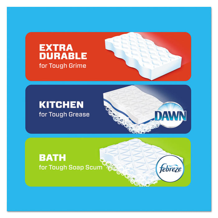 Magic Eraser Foam Pad, 2 2/5" x 4 3/5", Variety Pack, White/Blue, 6/Pack