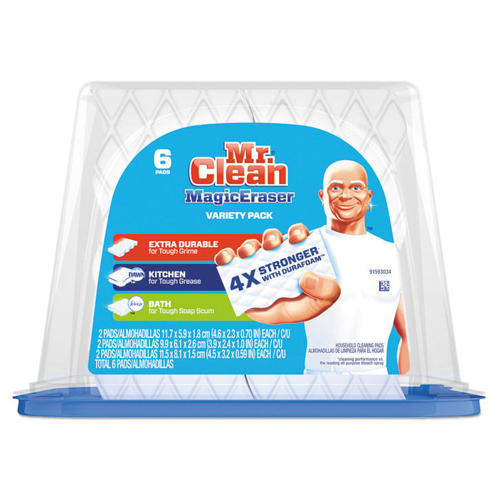 Magic Eraser Foam Pad, 2 2/5" x 4 3/5", Variety Pk, White/Blue, 6/PK, 3 PK/CT