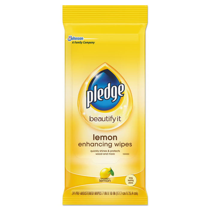 Lemon Scent Wet Wipes, Cloth, 7 x 10, White, 24/Pack