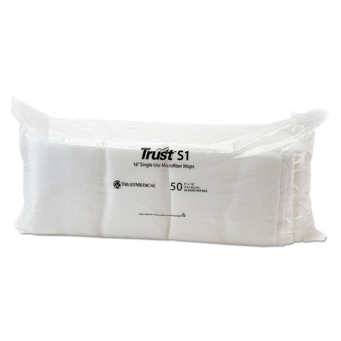 Single-Use Microfiber Mop Heads, 16", White, 50/Pack