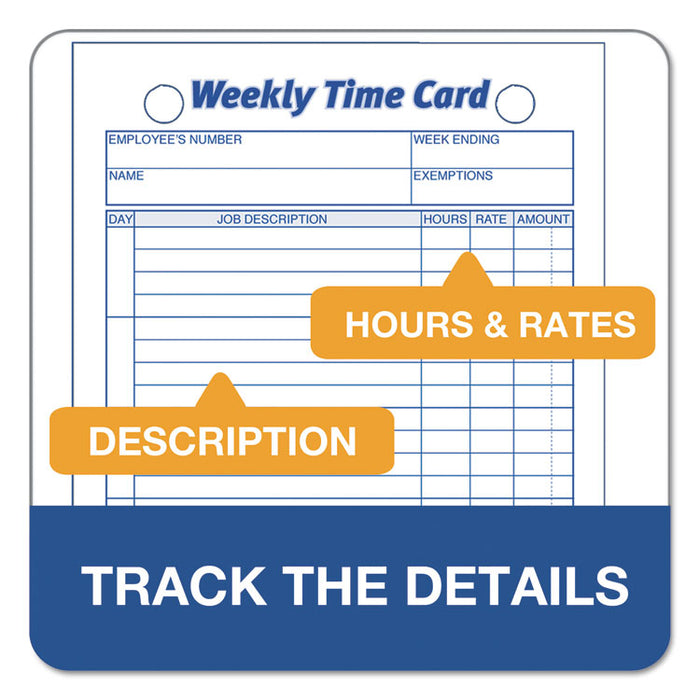 Weekly Employee Time Cards, One Side, 4.25 x 6.75, 100/Pack