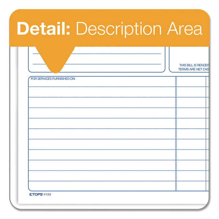 Spiralbound Service Invoices, Two-Part Carbonless, 8.5 x 7.75, 1/Page, 50 Forms