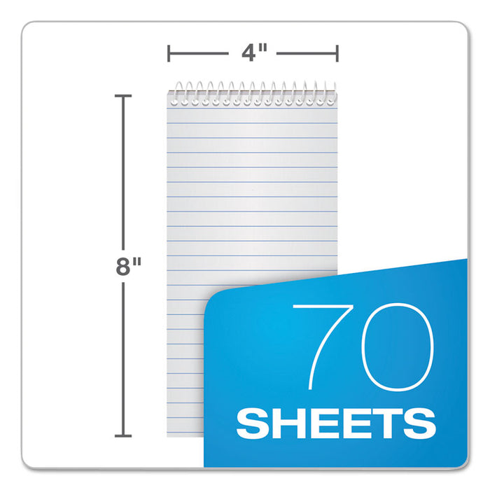 Reporters Notebook, Wide/Legal Rule, White Cover, 4 x 8, 70 Sheets, 12/Pack