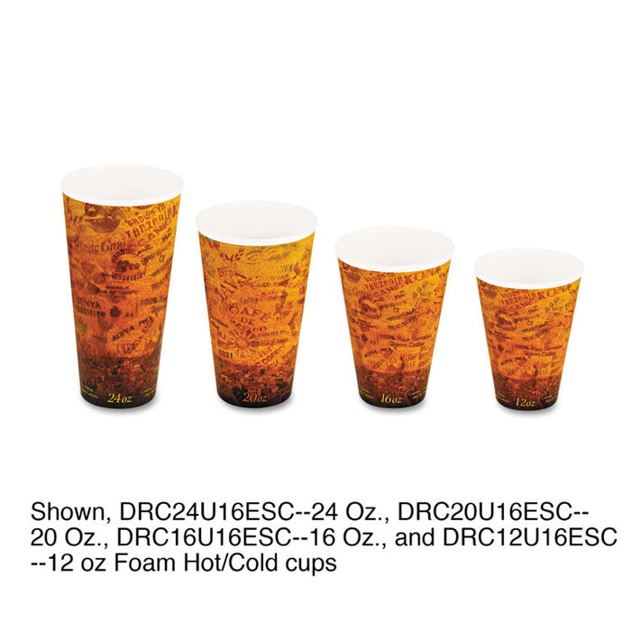 Fusion Escape Foam Hot/Cold Cups, 20 oz, Brown/Black, 500/Carton