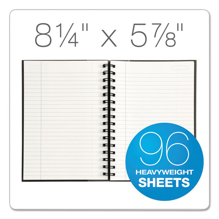 Royale Wirebound Business Notebooks, 1 Subject, Medium/College Rule, Black/Gray Cover, 8.25 x 5.88, 96 Sheets