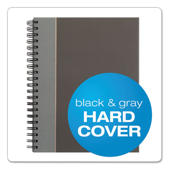 Royale Wirebound Business Notebooks, 1 Subject, Medium/College Rule, Black/Gray Cover, 10.5 x 8, 96 Sheets