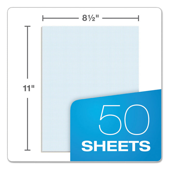 Quadrille Pads, 10 sq/in Quadrille Rule, 8.5 x 11, White, 50 Sheets