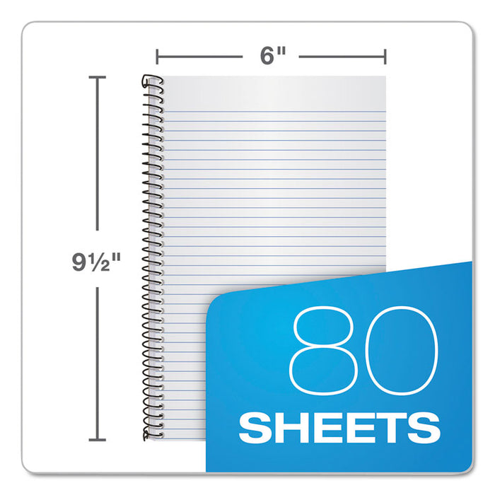 Second Nature Single Subject Wirebound Notebooks, Medium/College Rule, Light Blue Cover, 9.5 x 6, 80 Sheets