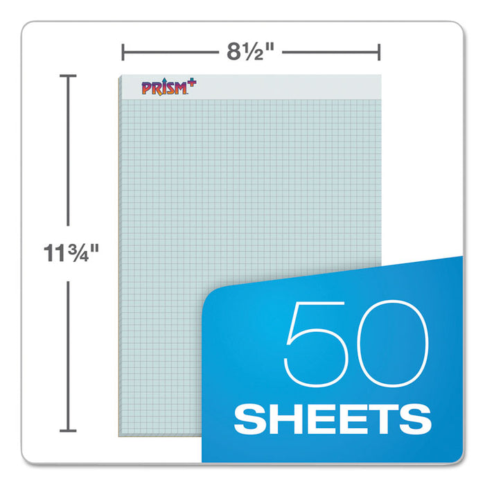 Prism Quadrille Perforated Pads, 5 sq/in Quadrille Rule, 8.5 x 11.75, Blue, 50 Sheets, 12/Pack