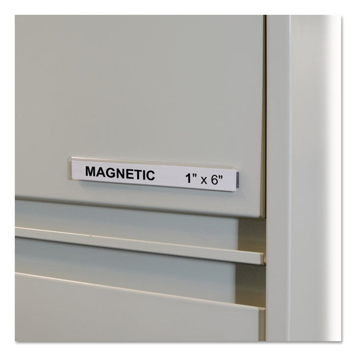 HOL-DEX Magnetic Shelf/Bin Label Holders, Side Load, 1 x 6, Clear, 10/Box