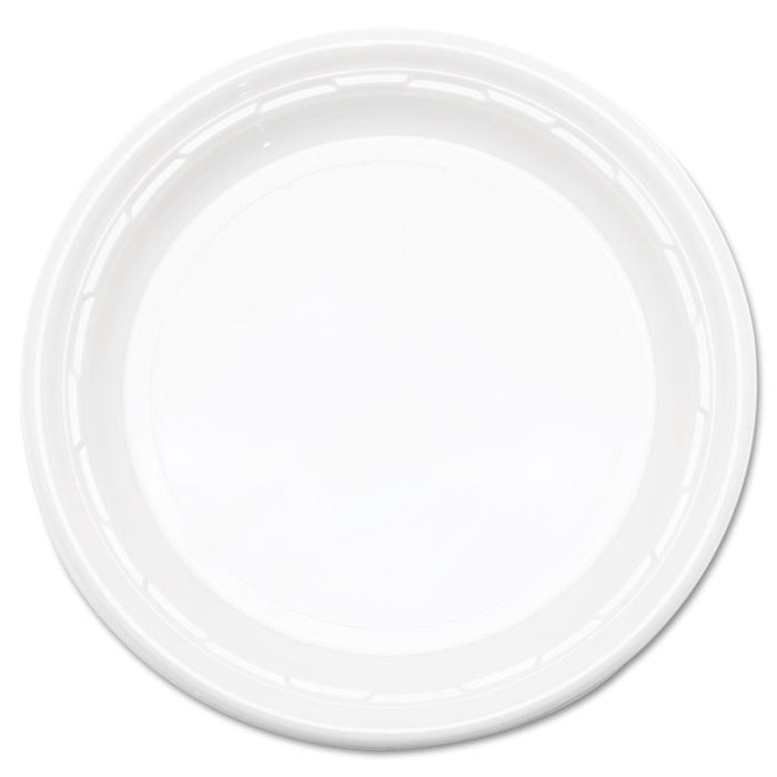 Famous Service Plastic Dinnerware, Plate, 6" dia, White, 125/Pack, 8 Packs/Carton