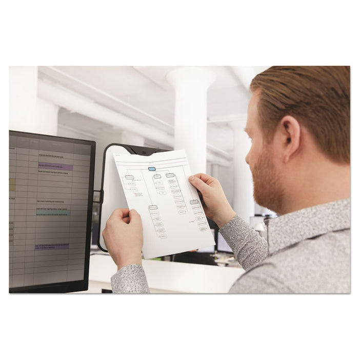 Monitor Whiteboard, 10 Sheet Capacity, Plastic, Black/White