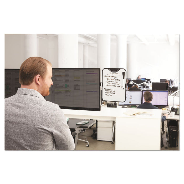 Monitor Whiteboard, 10 Sheet Capacity, Plastic, Black/White