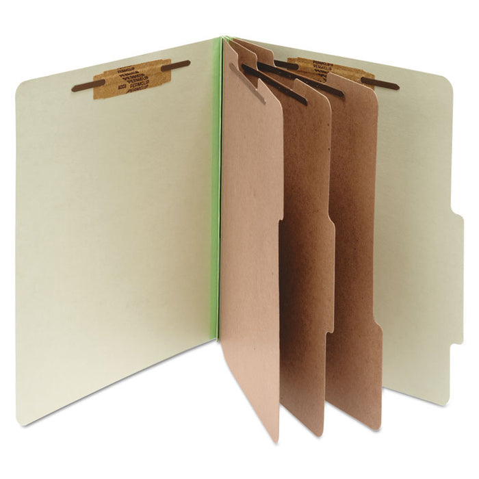 Pressboard Classification Folders, 3 Dividers, Letter Size, Leaf Green, 10/Box