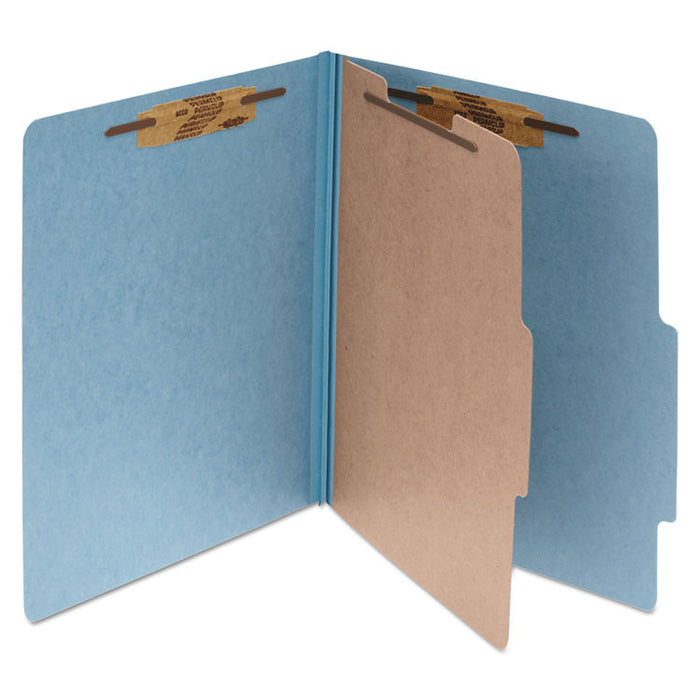 Pressboard Classification Folders, 1 Divider, Legal Size, Sky Blue, 10/Box
